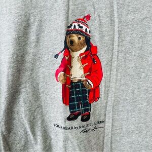 Polo Ralph Lauren T-Shirt Mens Small Gray Long Sleeve Polo Bear Graphic Tee